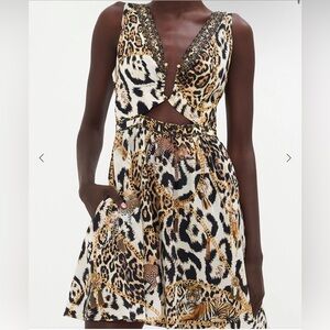 Camilla Short V Neck Cutout Dress in Animal print Size S